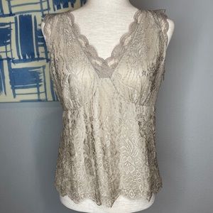 NWT! LOFT Dressy Gold Lace Camisole Size 6